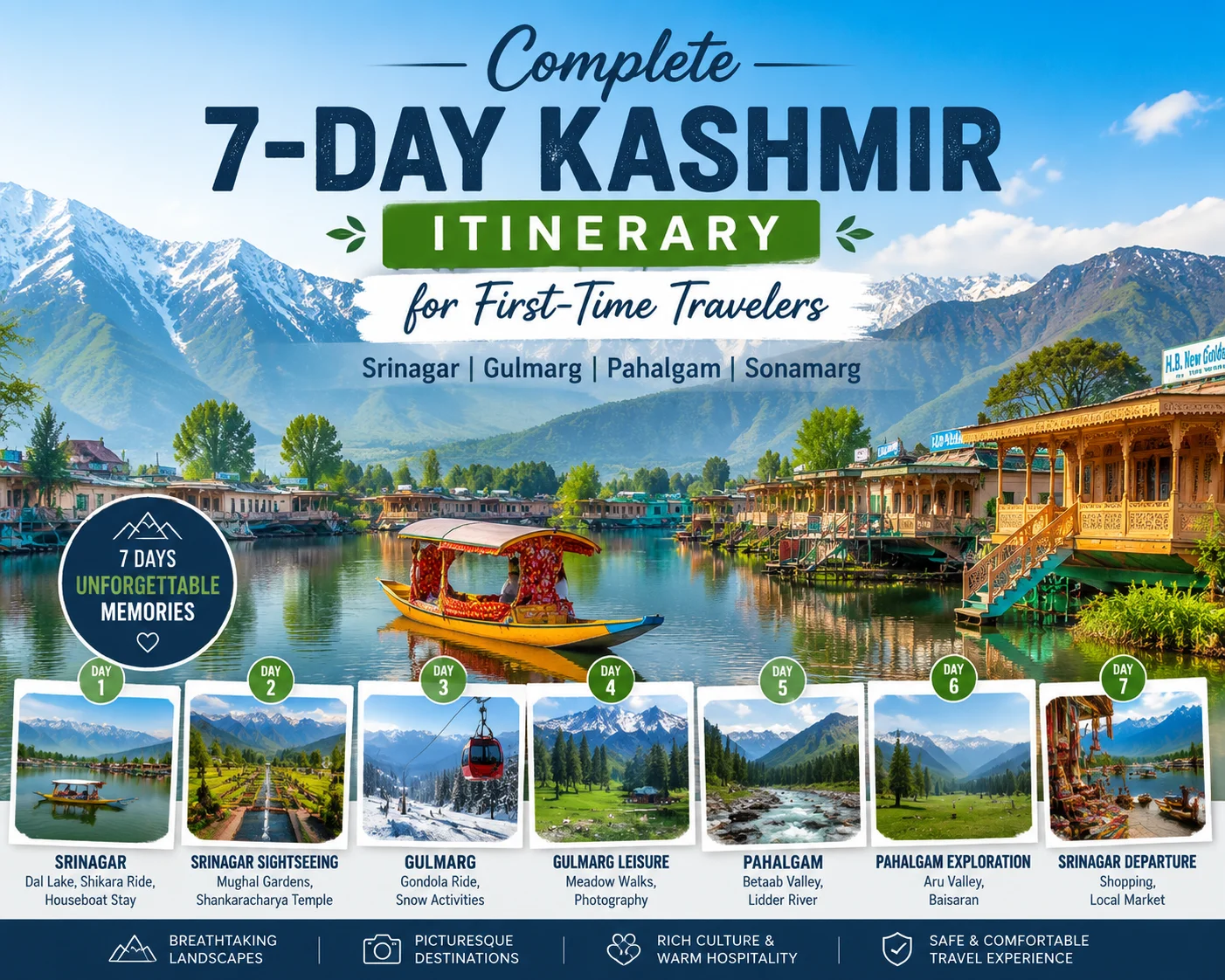 Complete 7-Day Kashmir Itinerary for First-Time Travelers