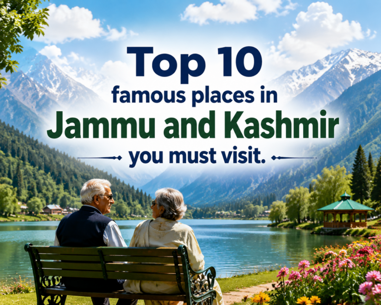 Elderly couple enjoying scenic Kashmir view